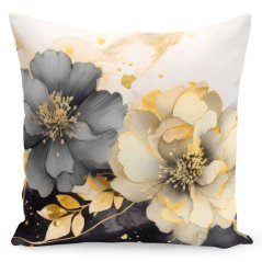 Elegantná obliečka na vankúš s kvetinovým vzorom v sivých odtieňoch