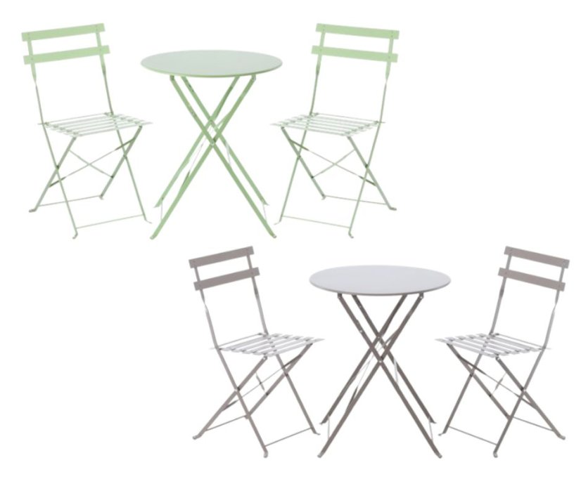 Kompaktes klappbares Balkonset - Tisch + zwei Stühle