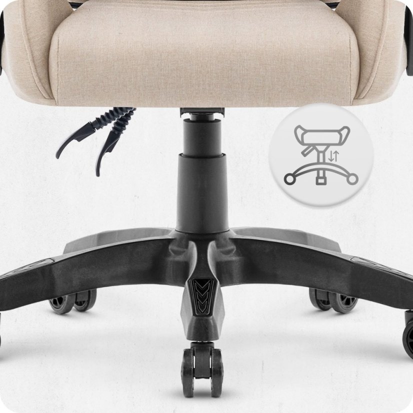 Scaun gaming CABRO C500 – din țesătură, cu spătar reglabil, capacitate de până la 150 kg, bej + CADOU