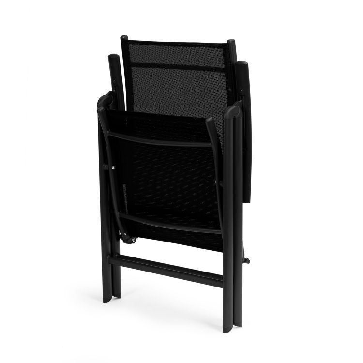 Set aus 2 klappbaren Gartenstühlen mit verstellbarer Rückenlehne - schwarz