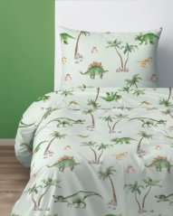 Dětské bavlněné povlečení Dino – oboustranné povlečení se zelenými dinosaury