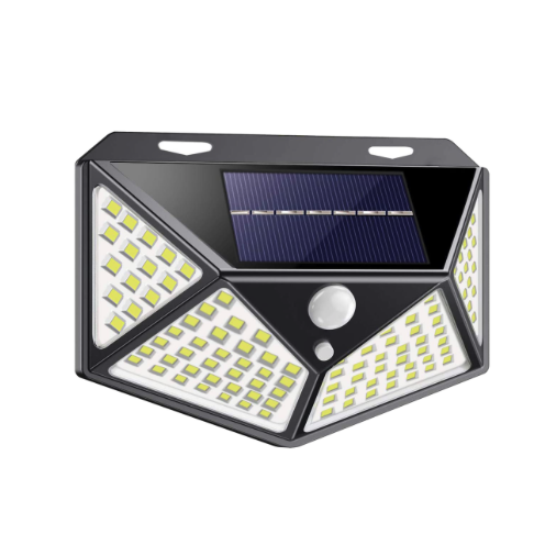 Solárne nástenné svetlo s pohybovým senzorom 100 LED – studená biela