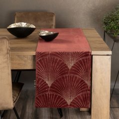 Față de masă centrală din catifea cu imprimeu lucios de culoare cărămizie