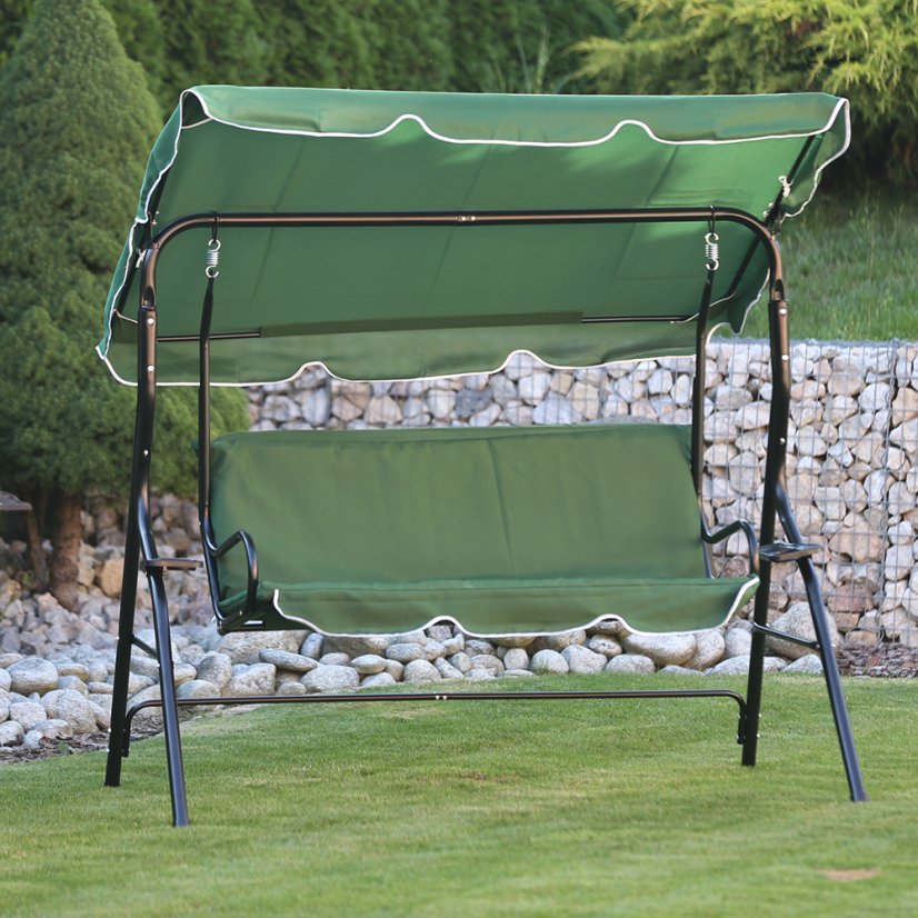 Gartenschaukel aus Stahl in dunkelgrüner Farbe