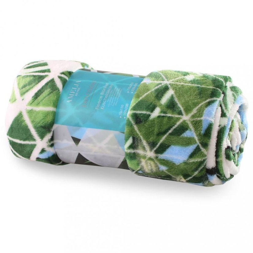 Biela deka s motívom zelených listov