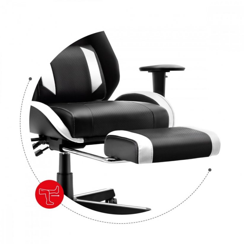 Bequemer Gaming-Stuhl COMBAT 6.0 in schwarz-weißer Farbkombination