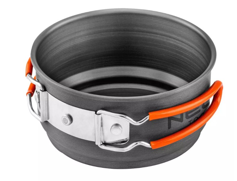 Sada kempingových hrnců a pánví 2 v 1, eloxovaný hliník, 900 + 500 ml