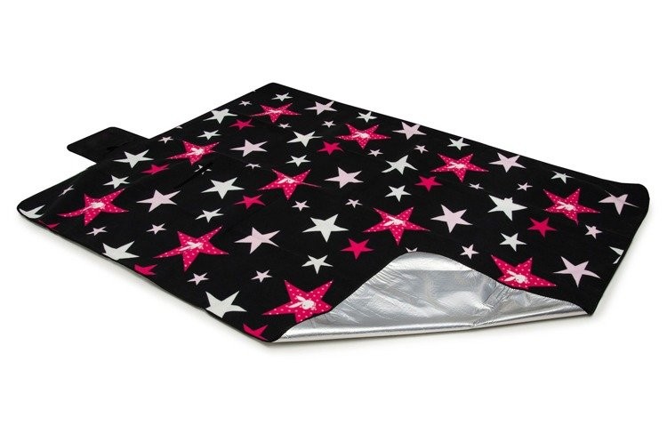 Черно плажно одеяло с розови звезди