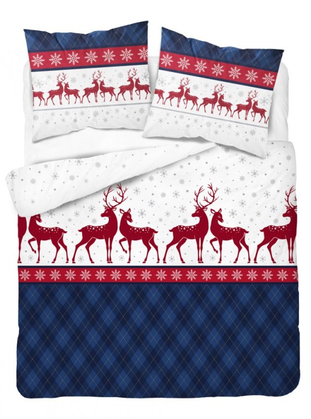 Karácsonyi flanel lepedő kék rénszarvassal