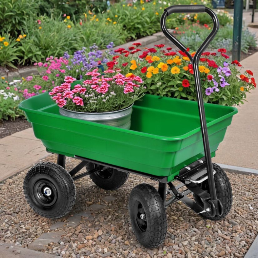 Sklápěcí zahradní vozík s pevnou rukojetí