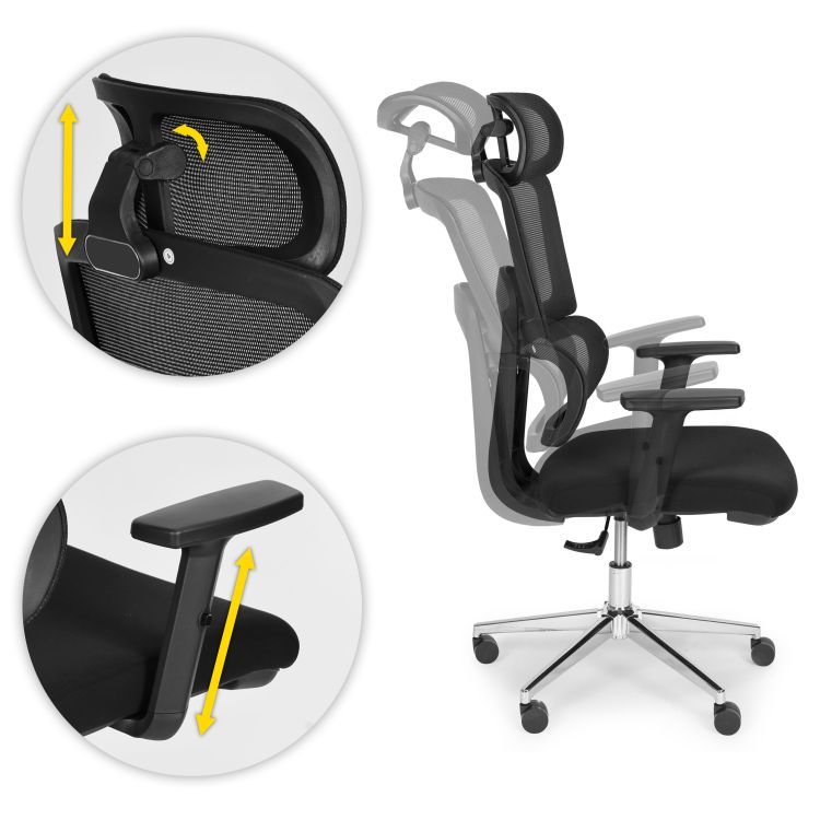 Scaun de birou ergonomic din plasă cu tetieră reglabilă