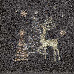 Bavlnený vianočný uterák sivý s jelenčekom