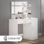 Masă de machiaj Jocelyn cu LED și scaun 140 × 90 × 40 cm