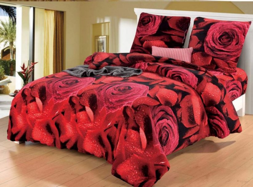 3D posteľné obliečky s potlačou ruží