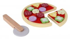 Pizza in legno con affettatrice