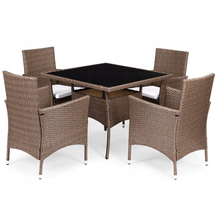 Záhradný set nábytku MULTIGARDEN – 4 kreslá a stôl, svetlohnedý