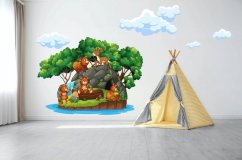 Úžasná detská nálepka na stenu roztomilá rodinka medvedíkov 100 x 200 cm