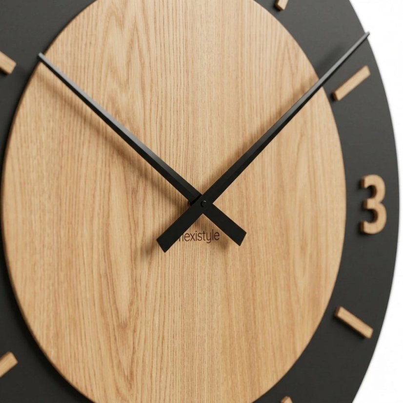 NORDIC OAK, стенен часовник от дъб с диаметър 75 см и безшумен механизъм
