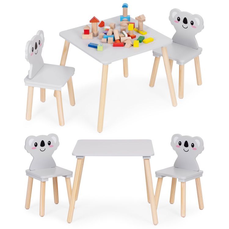 Mobilier pentru copii - masă și 2 scaune cu spătare în formă de koala