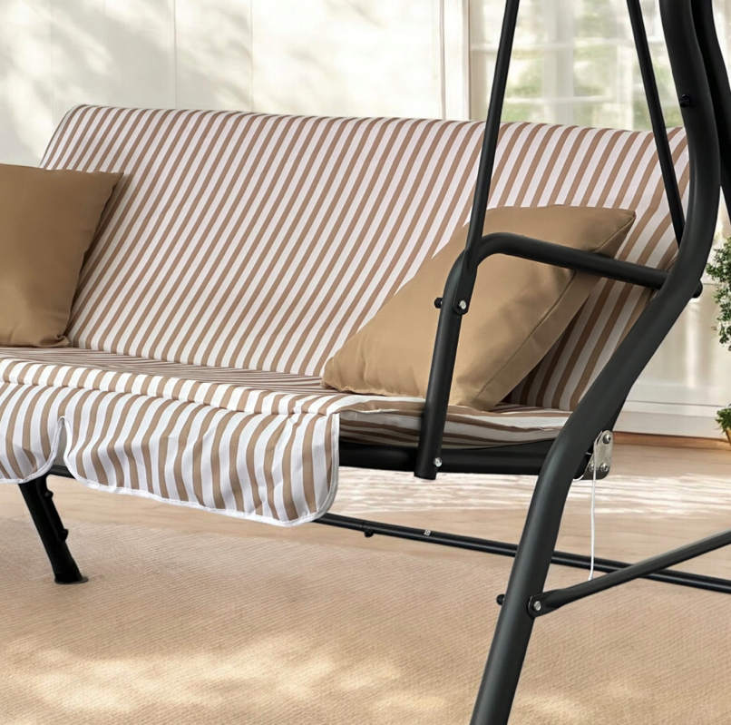 Záhradná hojdačka pre 3 osoby – béžová