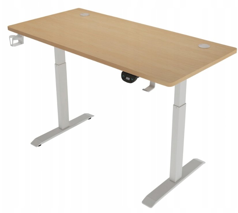Elektricky výškově nastavitelný stůl 72 - 117 cm - olše, bílá