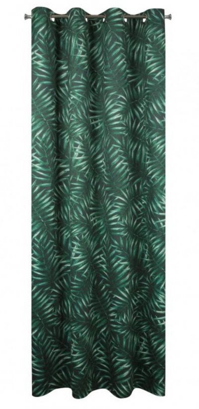 Draperie verde modernă cu motiv exotic cu frunze 140 x 250 cm