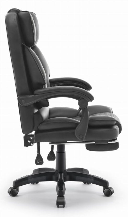 Ergonomikus irodai szék HC-1031 ökobőrből, lábtartóval - fekete színben