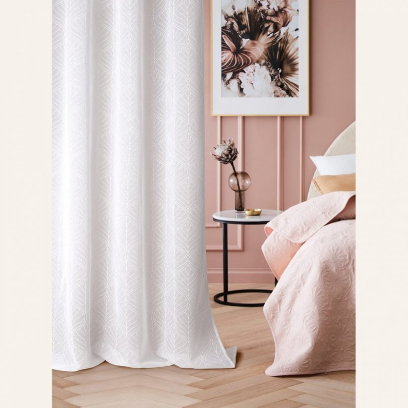 Záclona  La Rossa  bielej farby na riasiacou páskou 140 x 250 cm