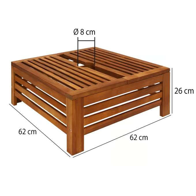 Capac din lemn de salcâm pentru suport umbrelă 62 x 62 x 26 cm