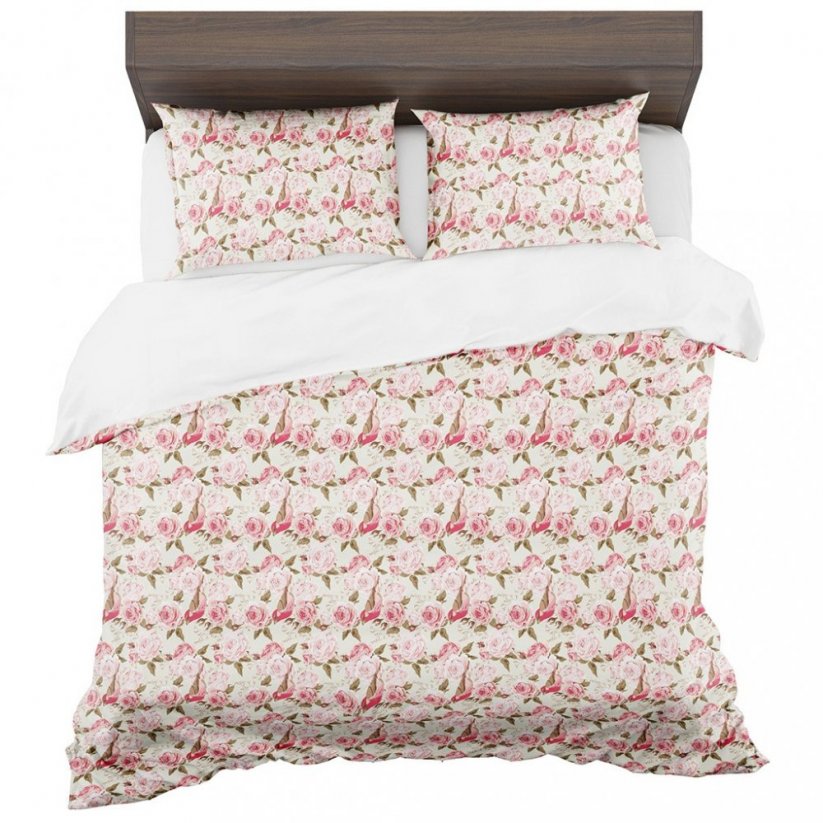 Lenjerie de pat frumoasă cu două fețe cu un model de trandafir vintage