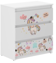 Komoda do detskej izby s motívom dúhového jednorožca 76x40x70 cm