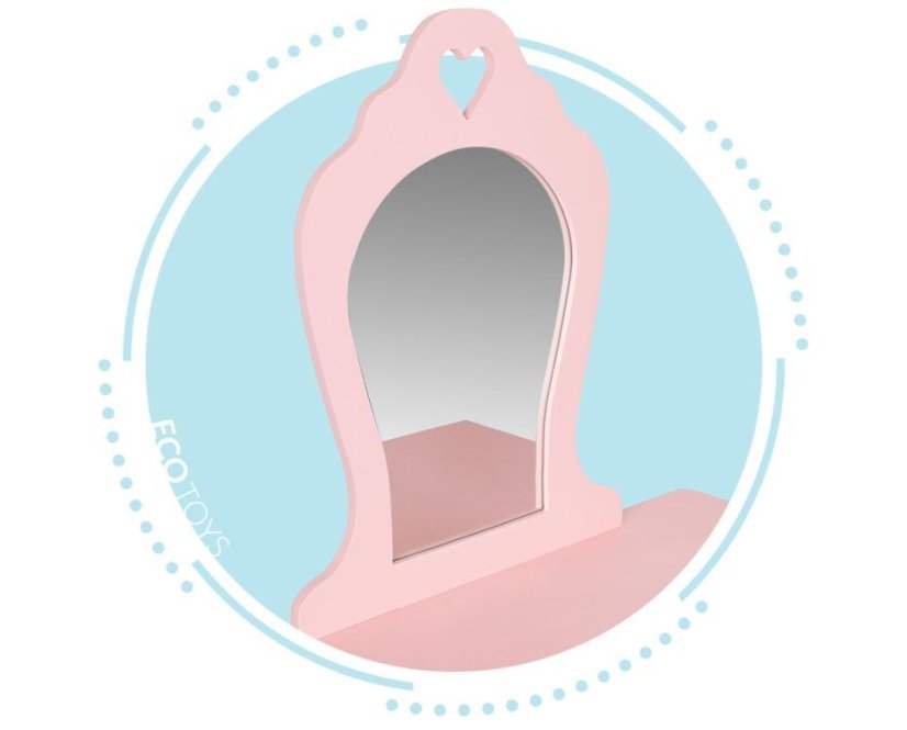 Ružový detský toaletný stolík s taburetkou
