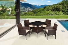 Rattan kerti bútor 4 szék és asztal PREGASIO