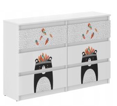 Cassettiera per bambini con un grande orso, 77 x 30 x 120 cm