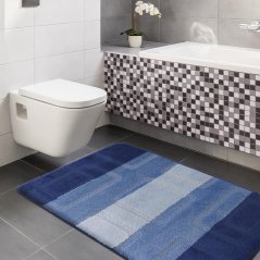 Modré předložky do koupelny a WC