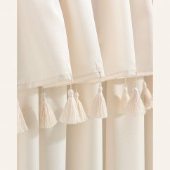 Světle krémová záclona Astoria se střapci na vázací pásce 140 x 280 cm