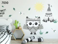 Dekoračná nálepka na stenu sova indián 50 x 100 cm 