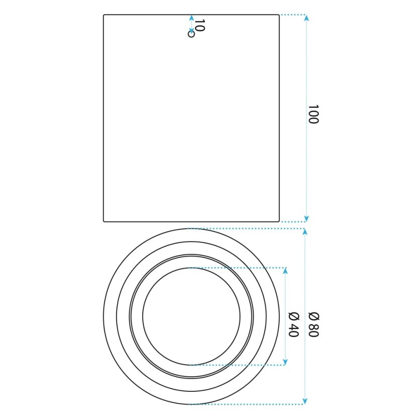 Stropni reflektor s podesivim kutom snopa – 80 x 100 mm