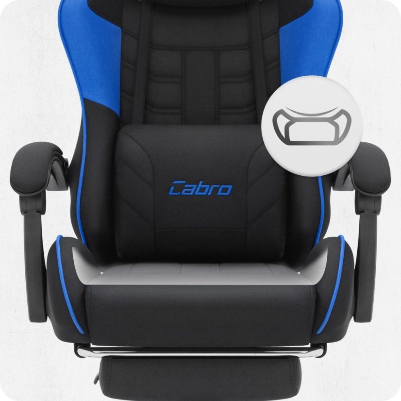 CABRO C501 gejmerska stolica s osloncem za noge, do 150 kg, crna i plava