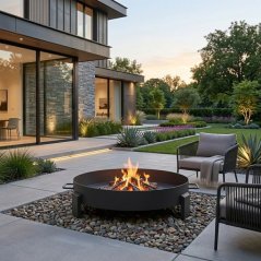 Vrtni kamin iz litega železa 60 cm - prenosni kamin na drva na vrtu