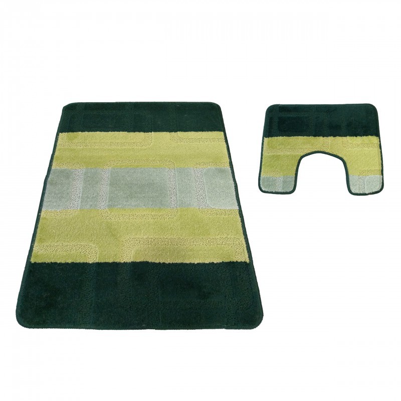 Kétrészes csúszásmentes szőnyegkészlet zöld színben - Méret: 50 cm x 80 cm + 40 cm x 50 cm