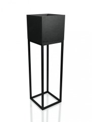 Čierny vysoký minimalistický kovový kvetináč 22X22X80 cm