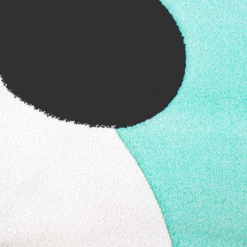 Kulatý koberec s motivem PANDA mentolové barvy