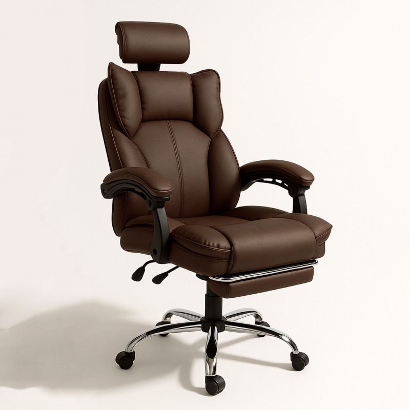 Ergonomikus DIRECTO irodai szék lábtartóval - barna műbőr