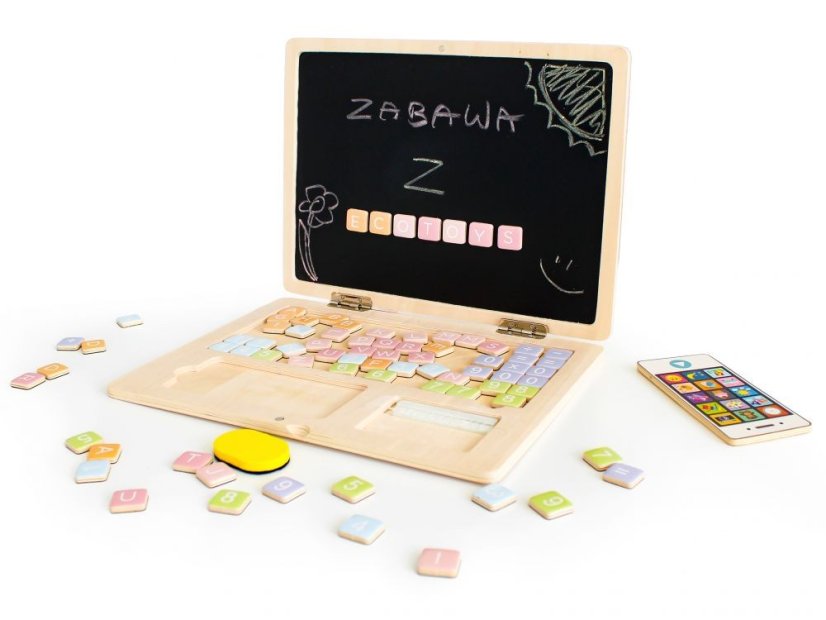 Dřevěná notebooková edukační magnetická tabule
