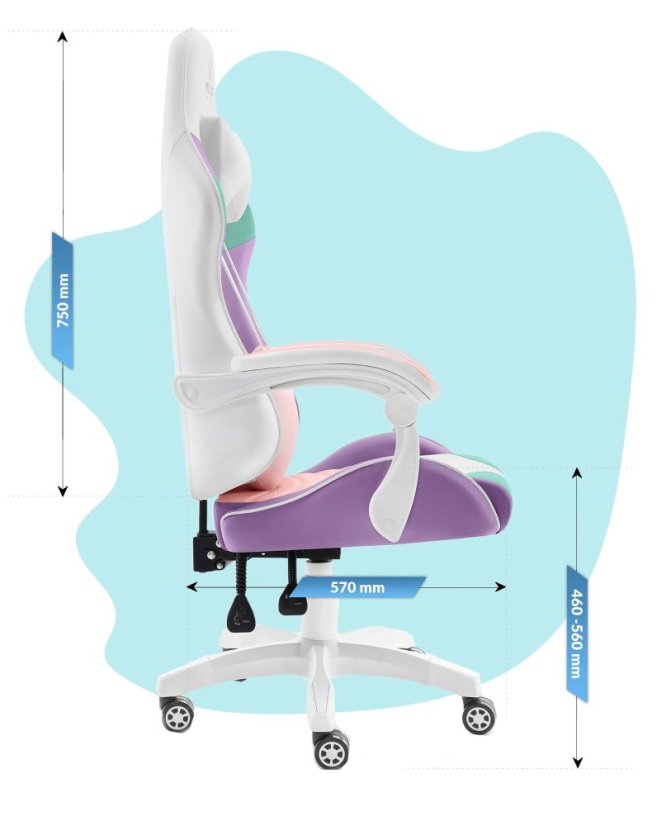 Detské herné kreslo Rainbow pastelovej farby