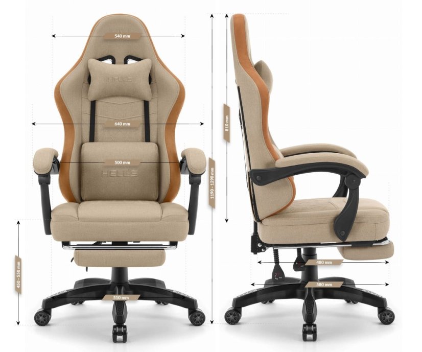 Scaun confortabil pentru jocuri și birou HC-1015 cu suport pentru picioare - bej