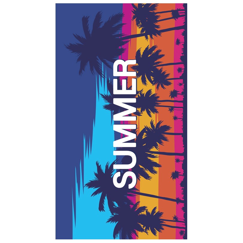 Strandhandtuch mit Palmen und Sommer-Motiv 100x180cm