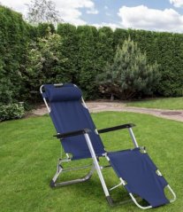 Relaxačné záhradné ležadlo modrej farby