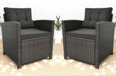 Sada dvou zahradních křesel z technoratanu SFS020-SC - šedá + šedé polštáře